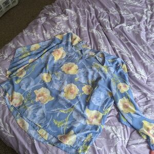 Belle by Kim Gravel Blue and Yellow Floral Top